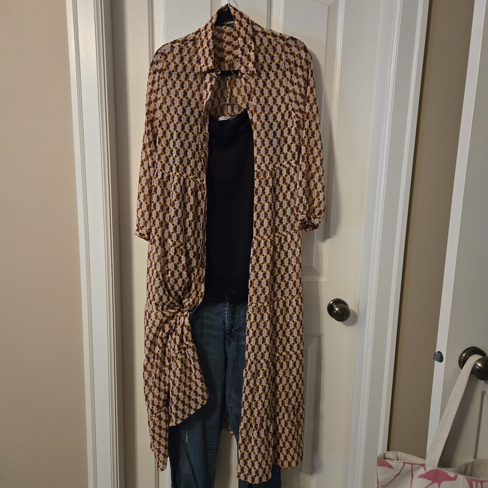 Zara Sheer Boho Style Shirt Dress (Size S).